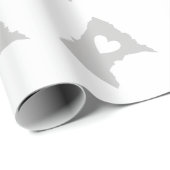 ミネソタのマップシェイプグレーと白ハート ラッピングペーパー (ロールコーナー)