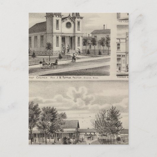 ミネソタのレジデンス、ファーム、教会、ストア ポストカード (正面)