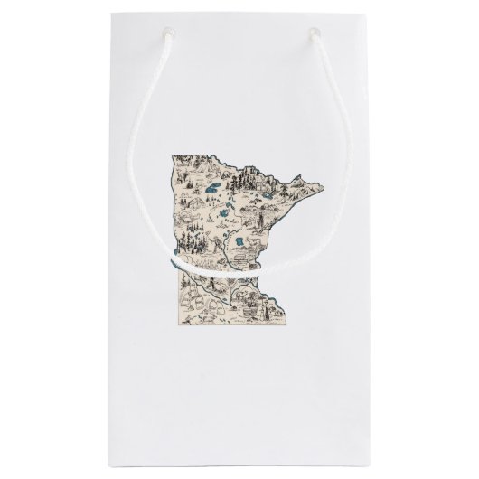 ミネソタのヴィンテージの写真の地図 スモールペーパーバッグ (裏面)