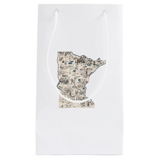 ミネソタのヴィンテージの写真の地図 スモールペーパーバッグ (正面)