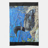 ミネソタの公有地の水潜り鳥 キッチンタオル (縦)