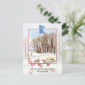 ミネソタの冬の風景からのメリークリスマス ポストカード (スタンド正面)