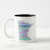 ミネソタの単語の雲 ツートーンマグカップ (左)