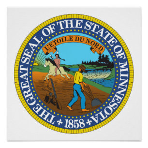 ミネソタの州のシールアメリカ共和国の記号の旗 ポスター