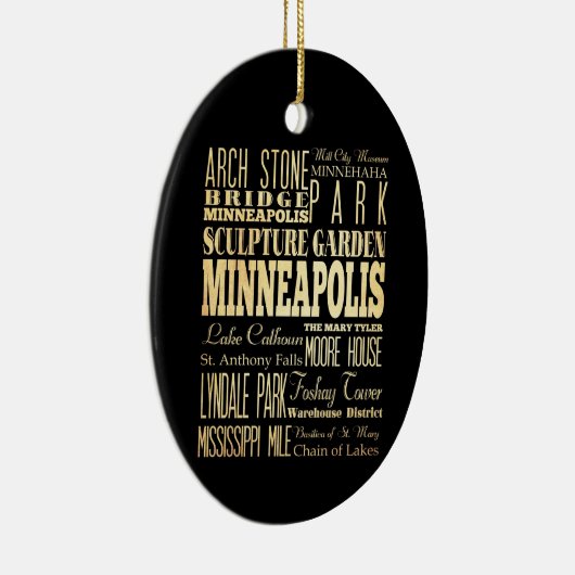ミネソタの州のタイポグラフィの芸術のミネアポリス都市 セラミックオーナメント (右)