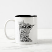 ミネソタの州の単語の雲 ツートーンマグカップ (左)