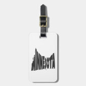 ミネソタの州の名前の単語の芸術の黒 ラゲッジタグ (正面縦)