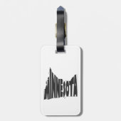 ミネソタの州の名前の単語の芸術の黒 ラゲッジタグ (裏面縦)