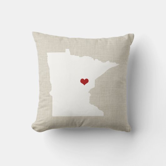 ミネソタの州の枕フェイクなリネンパーソナライズ クッション (正面)