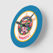 ミネソタの旗 ラウンド壁時計 (傾斜)