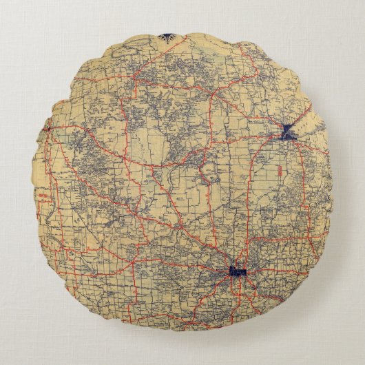 ミネソタの標準の地図 ラウンドクッション (正面)