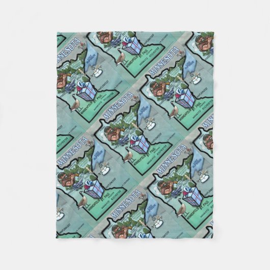 ミネソタの漫画の地図 フリースブランケット (正面)