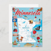 ミネソタの漫画の地図 ポストカード (正面/裏面)