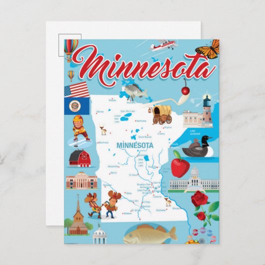 ミネソタの漫画の地図 ポストカード (正面/裏面)
