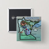 ミネソタの漫画の地図 缶バッジ (正面&裏面)