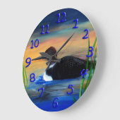 ミネソタの記憶からの水潜り鳥の時計 ラージ壁時計 (傾斜)