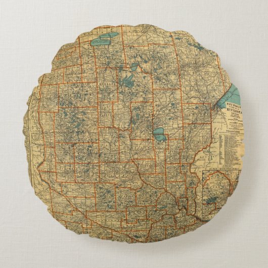 ミネソタの道路図 ラウンドクッション (正面)