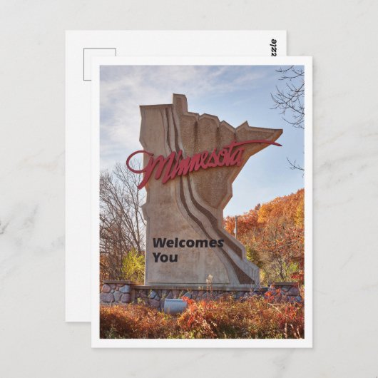 ミネソタへようこそサインイン州図形 ポストカード (正面/裏面)