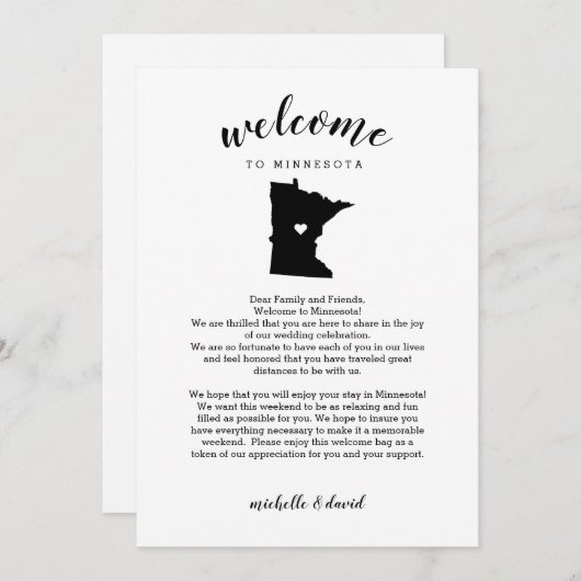 ミネソタへようこそ |の結婚レター&旅程 (正面/裏面)