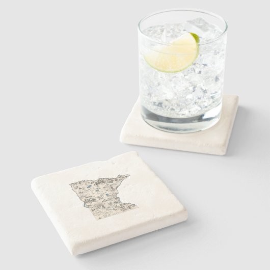 ミネソタアンティーク写真マップヴィンテージ州グラフ ストーンコースター (横)