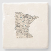 ミネソタアンティーク写真マップヴィンテージ州グラフ ストーンコースター (正面)