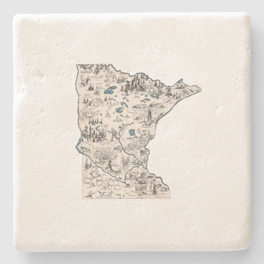 ミネソタアンティーク写真マップヴィンテージ州グラフ ストーンコースター (正面)