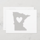 ミネソタシェイプグレイハートミネソタンラブアドレ ポストカード (正面/裏面)