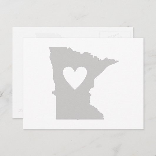 ミネソタシェイプグレイハートミネソタンラブアドレ ポストカード (正面/裏面)