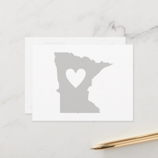 ミネソタシェイプグレイハートミネソタンラブアドレ ポストカード (正面/裏面インサイチュ)