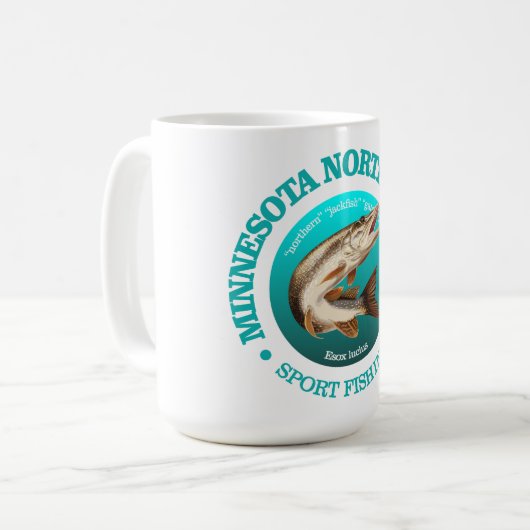 ミネソタパイク魚釣り コーヒーマグカップ (正面左)