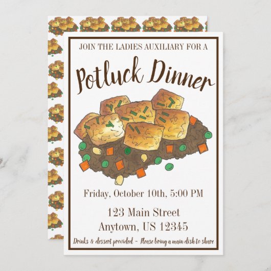 ミネソタホットディッシュタートカセロール 招待状 (正面/裏面)