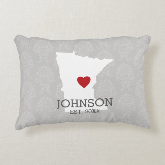ミネソタホーム州シティマップ – カスタムウェディング アクセントクッション (正面)