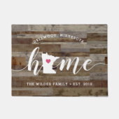 ミネソタホーム州パーソナライズされたウッドルック ドアマット (正面)