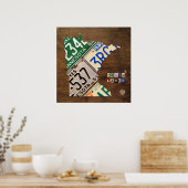 ミネソタライセンスプレートマッププリント ポスター (キッチン)