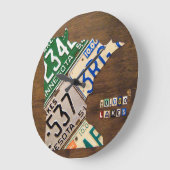 ミネソタライセンスプレートマップ時計 ラージ壁時計 (傾斜)