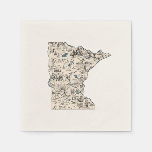 ミネソタヴィンテージ写真マップアンティーク州グラフ スタンダードカクテルナプキン (正面)