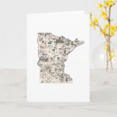 ミネソタヴィンテージ写真マップ大グリーティング カード (黄色い花)