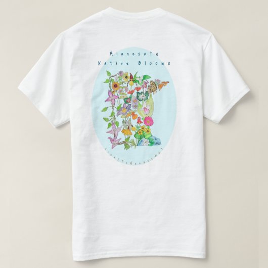 ミネソタ先住民開花Tシャツフラワーキノコ Tシャツ (デザイン裏面)