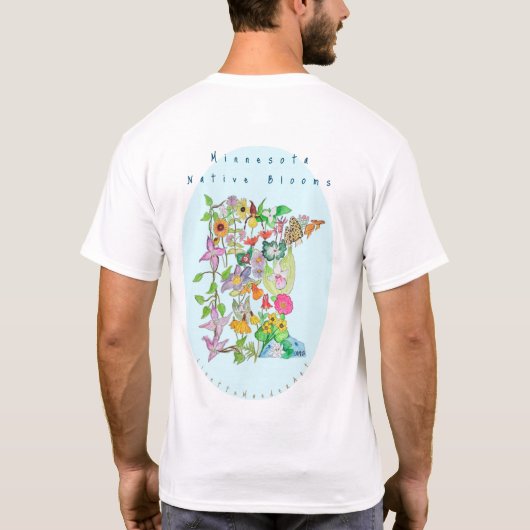 ミネソタ先住民開花Tシャツフラワーキノコ Tシャツ (裏面)