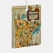 ミネソタ図解入りの、写真付きのの地図 メタルオーナメント (正面右)