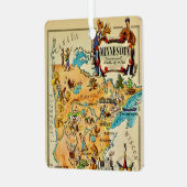 ミネソタ図解入りの、写真付きのの地図 メタルオーナメント (正面左)