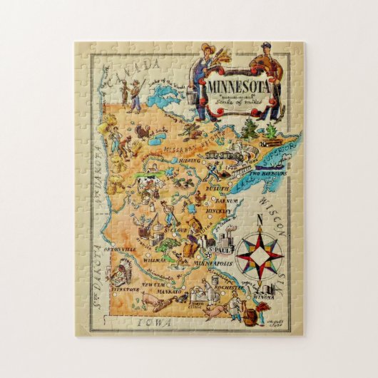 ミネソタ図解入りの、写真付きのマップジグソーパズル ジグソーパズル (縦)