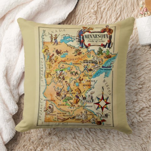 ミネソタ図解入りの、写真付きのマップ装飾用クッション クッション (ブランケット)
