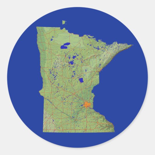 ミネソタ地図ステッカー ラウンドシール (正面)