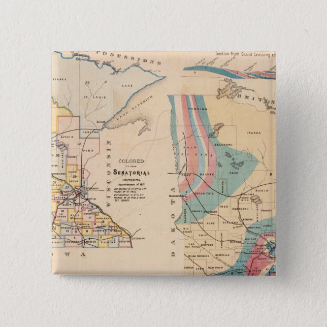 ミネソタ地質図（NH Winchell著） 缶バッジ (正面)