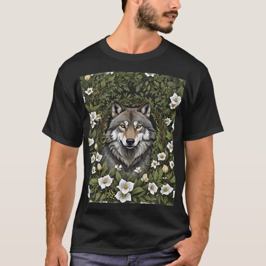 ミネソタ州のオオカミとクサフジソウ Tシャツ (正面)