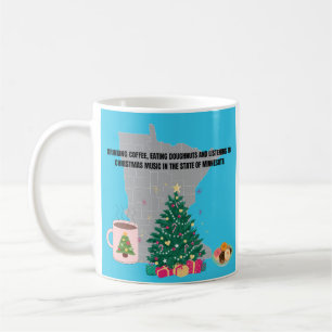 ミネソタ州のクリスマスソングとコーヒーとドーナツ コーヒーマグカップ