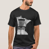 ミネソタ州のディスクゴルフ州のバスケット付きディストressedデザイン tシャツ (正面)