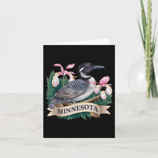 ミネソタ州のマンボウとレディーススリッパーの花 カード (正面)