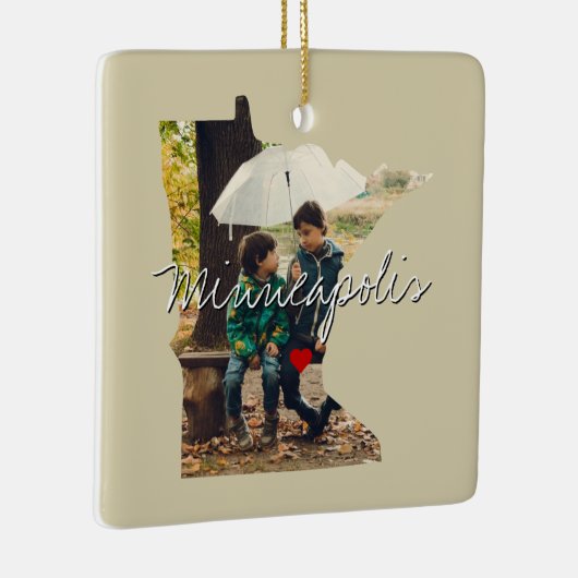 ミネソタ州の写真と町の名前を挿入 セラミックオーナメント (右)